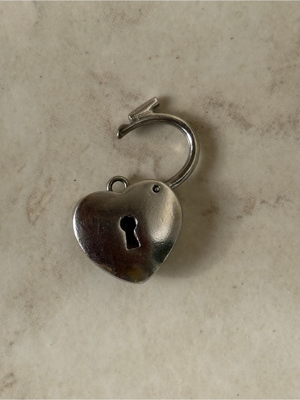 925 Silver Heart Padlock Charm — Estate Find, Italian Village